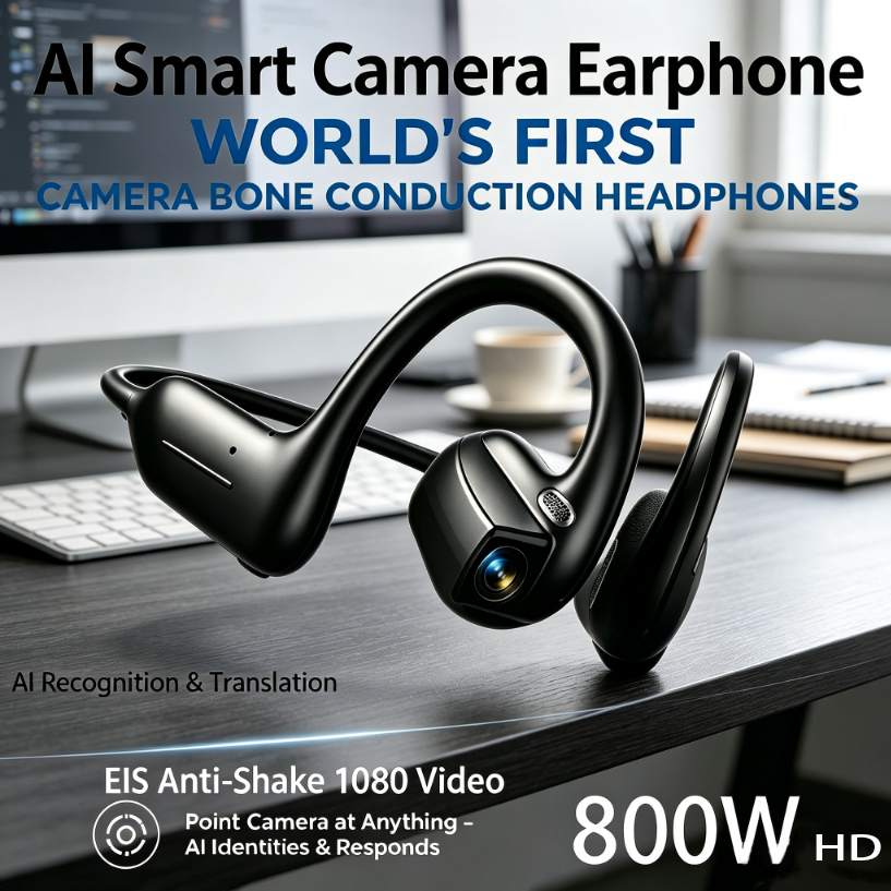 Headphones - 2026年最新スマートイヤホン：ダイナミックなサウンドエフェクト、音楽、Bluetooth、HD通話、800Wスマートカメラ、リアルタイム翻訳機能搭載。