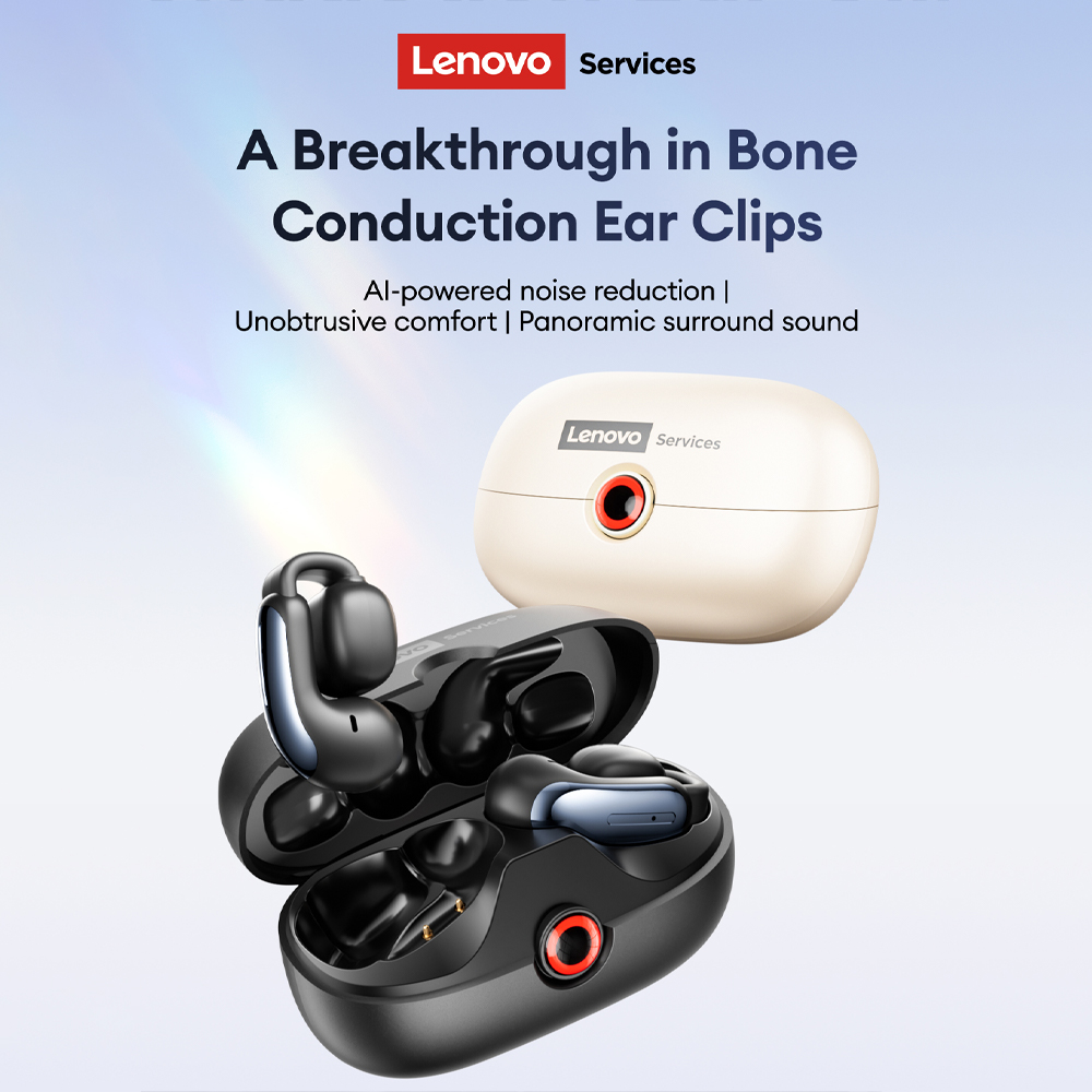 Headphones - Lenovo LES-108 骨伝導 TWS イヤークリップ イヤホン