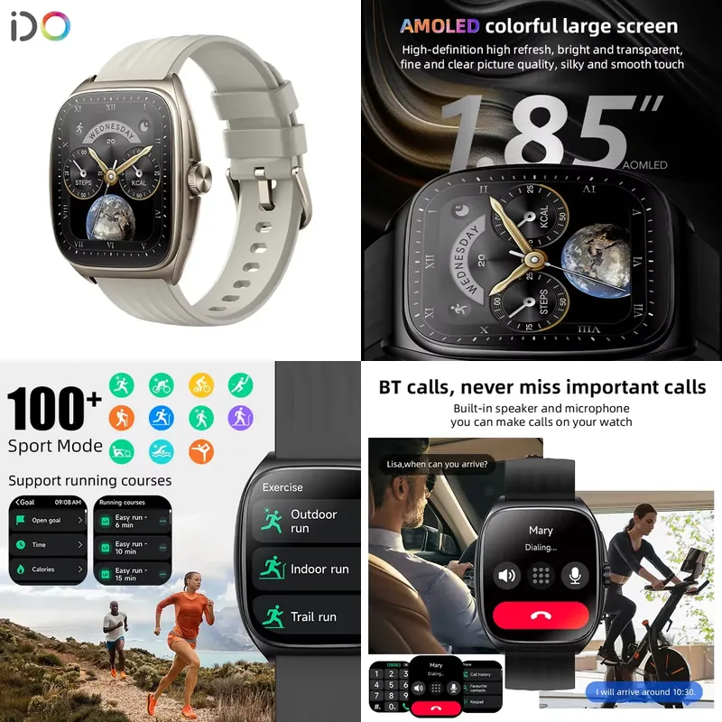 Smartwatches - 2025年ファッションメンズスマートウォッチメーカー1.85インチAMOLED曲面工場価格BT通話IP68防水フィットネストラッカー