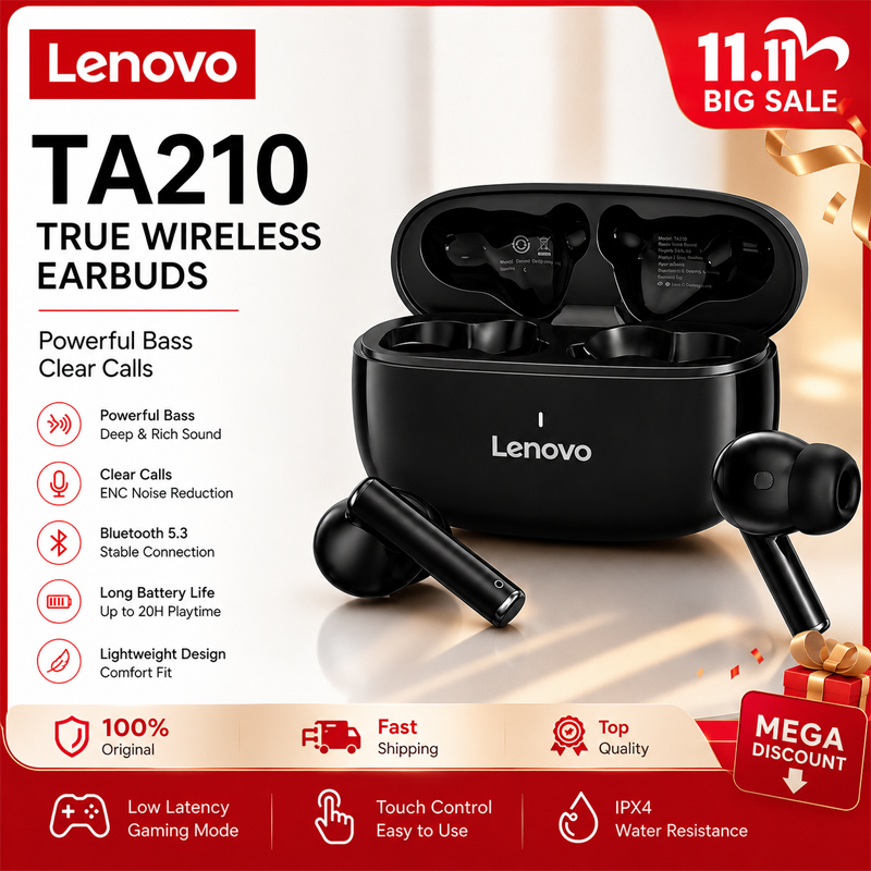 Anc Wireless Over Ear Headphones - レノボ TA210 ブルートゥースワイヤレスヘッドホン 内蔵マイク 充電ポート ノイズアイソレーション