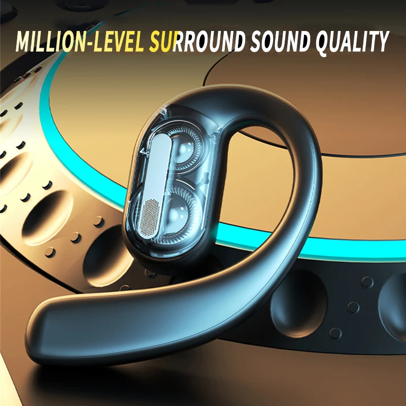 Open Ear Air Conduction Headphones - ワイヤレス Bluetooth ヘッドフォンフルオープンヘッドセット空気伝導イヤーフックイヤホンハンズフリーノイズキャンセリング Audifonos スポーツ