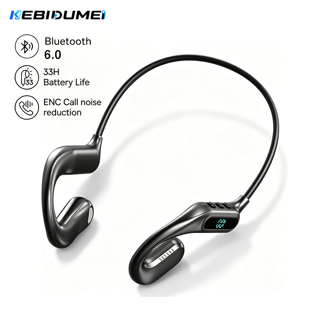 Bone Conduction Running Headphones - KEBIDUMEI オープンイヤー Bluetooth 6.0 ヘッドフォン ネックバンド