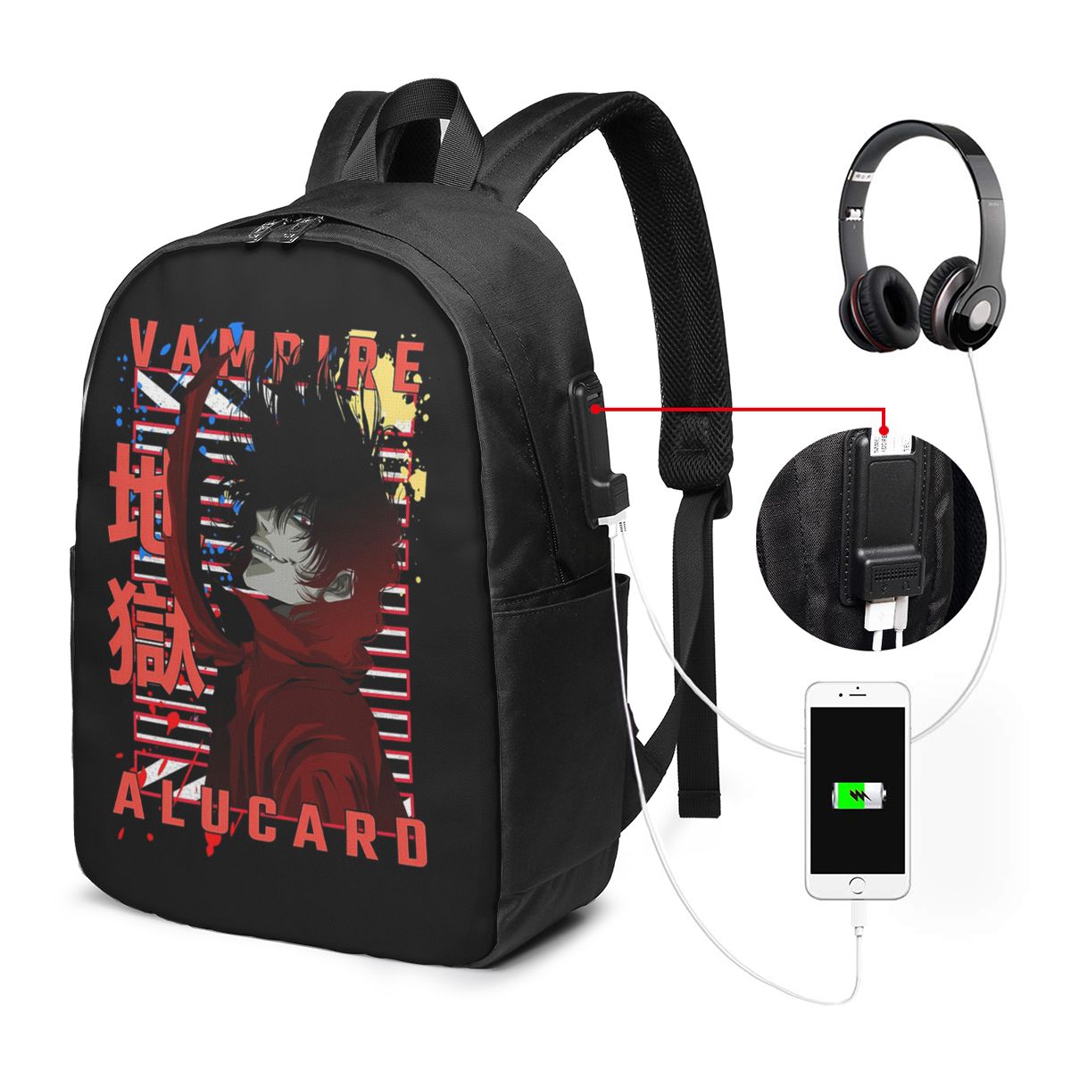 Laptops - アルカード・ヘルシング漫画バックパック旅行ノートブックバッグコンピュータ大学生スクールバッグラップトップショルダーバッグ男性用女性用