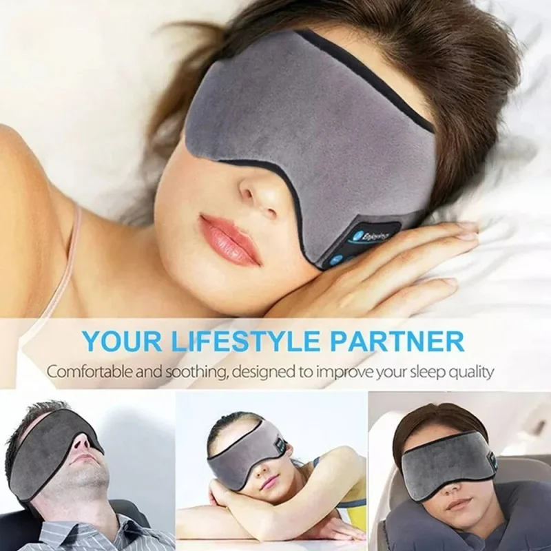 Sleep Mask Headphones Bluetooth - ワイヤレスBluetooth睡眠用ヘッドバンド 3D遮光アイマスク 内蔵ステレオイヤホン 快適ヘッドバンド 睡眠 旅行