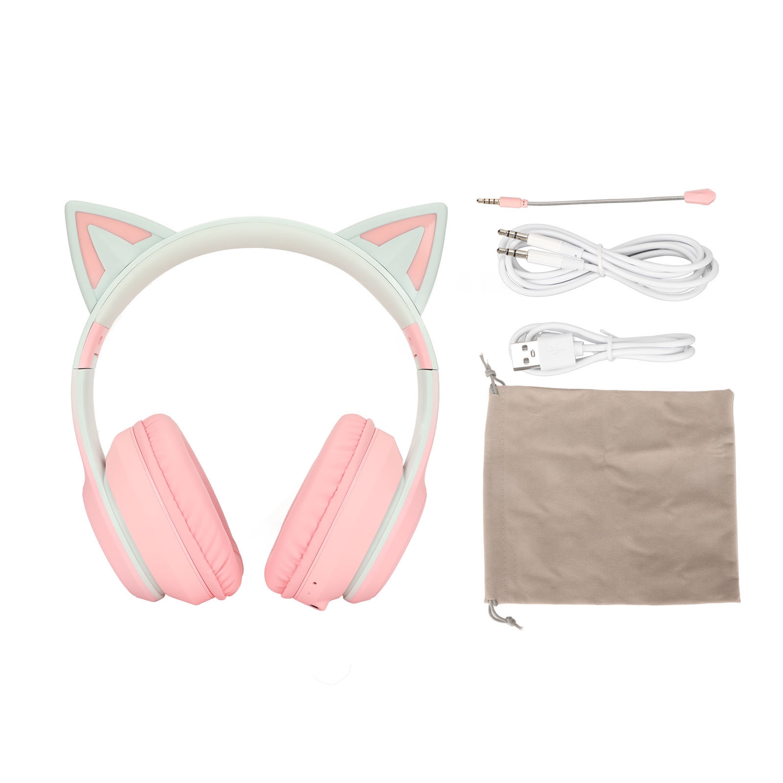 Cat Ear Bluetooth Headset Led - 猫耳 Bluetooth ゲーミングヘッドフォン ワイヤレス折りたたみ式音楽ヘッドセット LED ライト付き