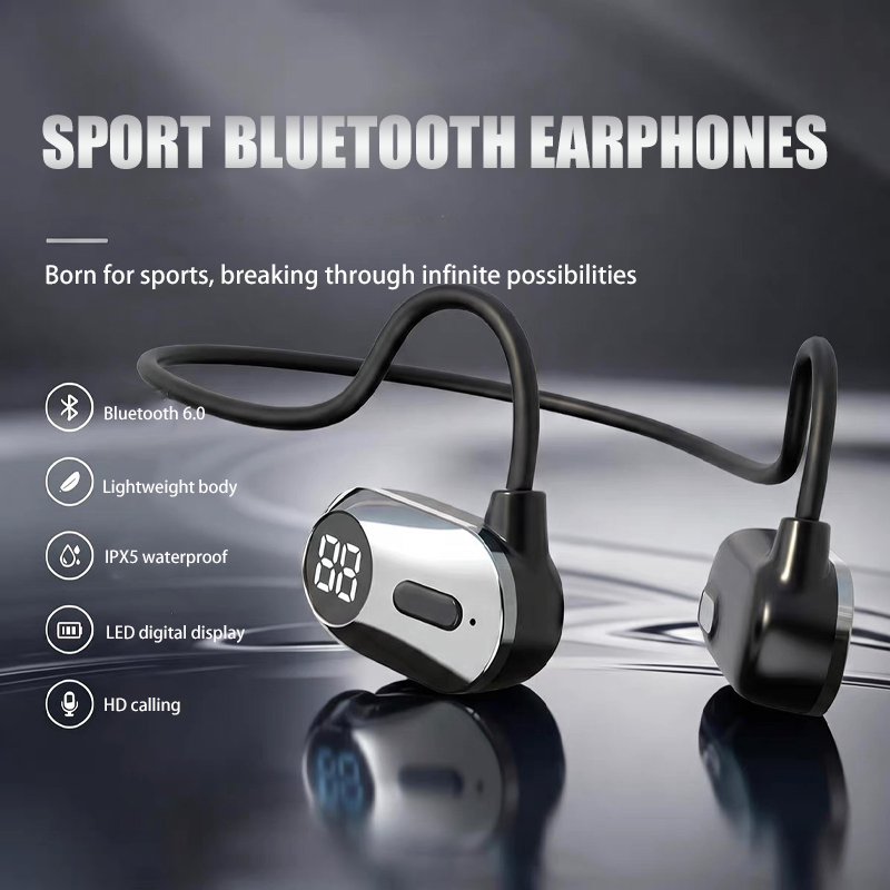 Bone Conduction Running Headphones - 非インイヤー型スポーツ・ランニング用Bluetoothヘッドホン、超長時間バッテリー寿命の骨伝導Bluetoothヘッドホン