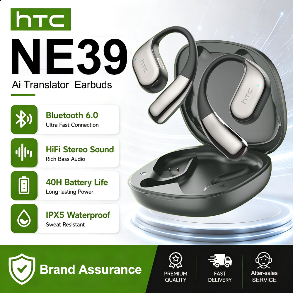 Open Ear Air Conduction Headphones - HTC NE39 AI翻訳イヤホン ワイヤレスBluetoothイヤホン 長時間バッテリー駆動 TWSスポーツオープンイヤーヘッドホン