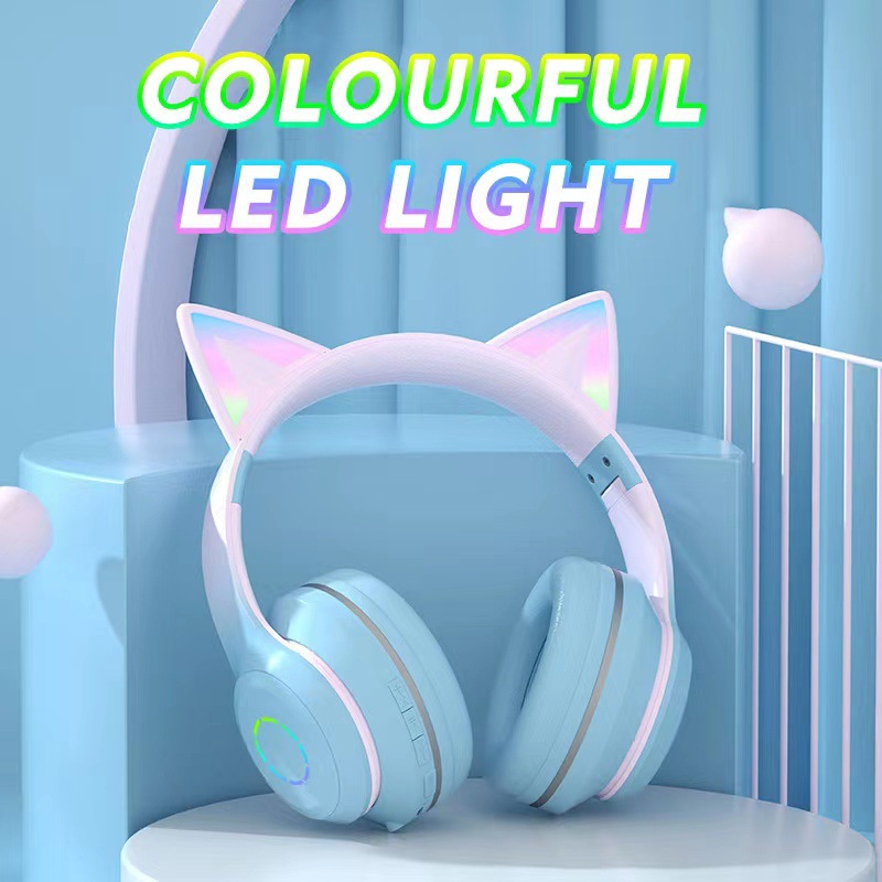 Cat Ear Bluetooth Headset Led - 新発売 ベストセラー ヘッドマウント型Bluetoothヘッドセット ST89M グラデーションカラーLED発光猫耳ワイヤレスBluetoothヘッドセット