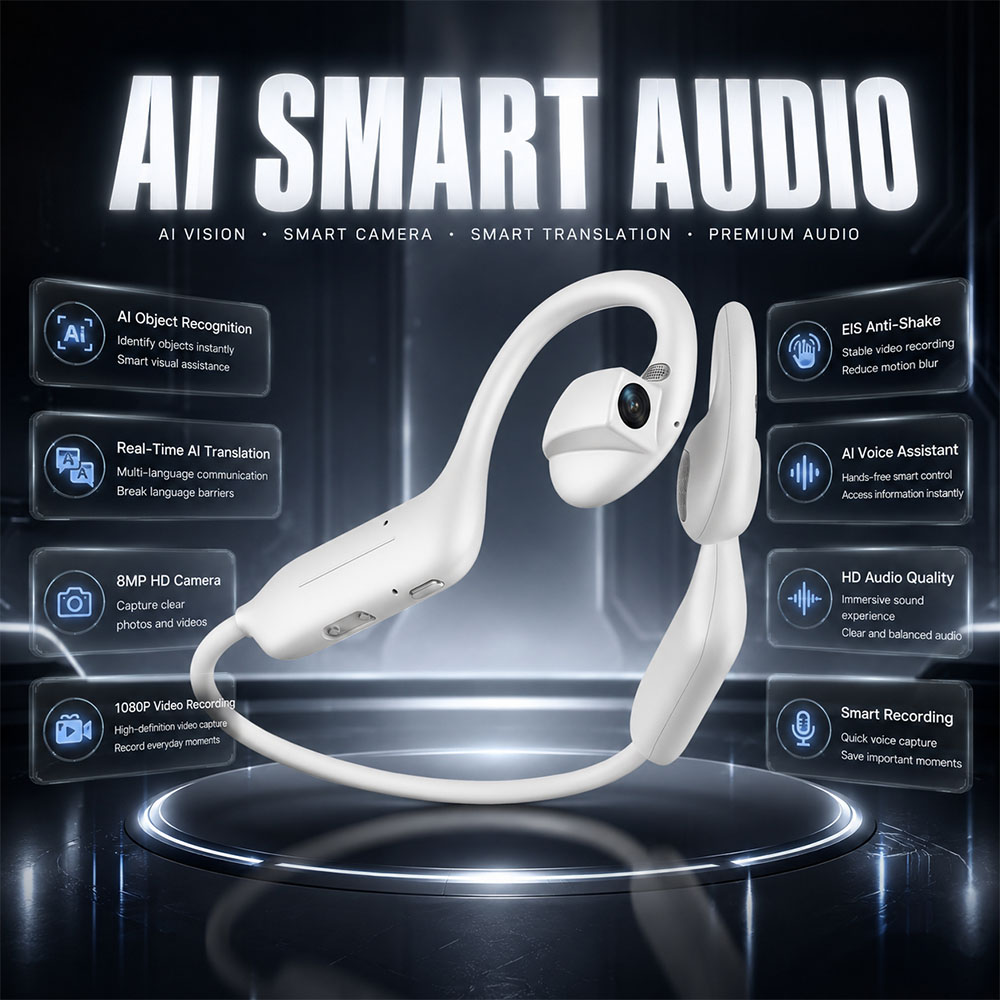 Headphones - 新製品 1080P UHD ブルートゥースイヤホン 800W カメラ搭載