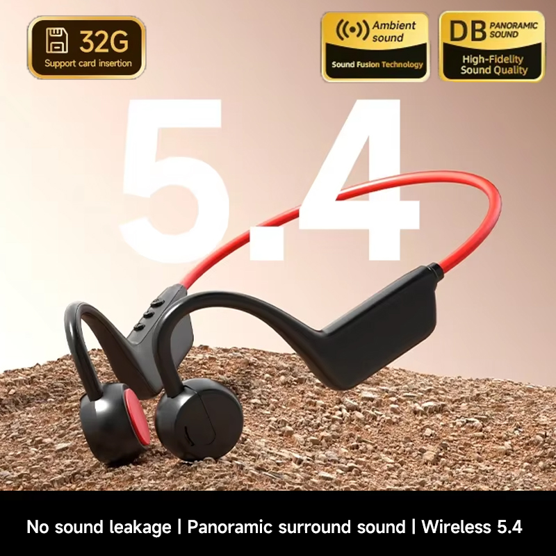 Bone Conduction Running Headphones - 骨伝導Bluetoothイヤホン IPX8 ランニングスポーツ用防水 オーバーイヤー型 長時間バッテリー駆動 低ノイズ