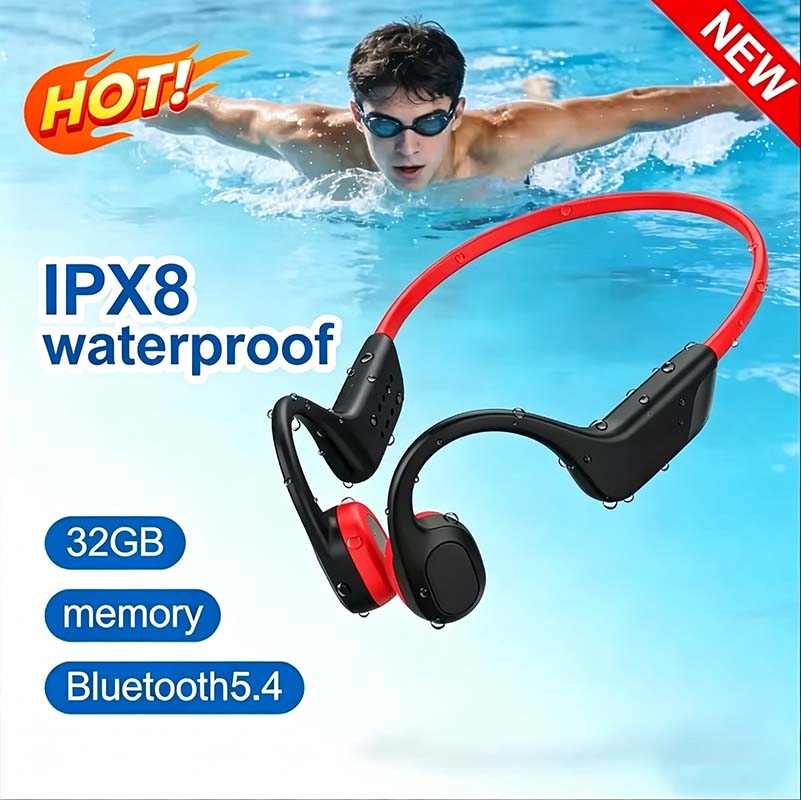 Bone Conduction Running Headphones - 2026年新型骨伝導Bluetoothイヤホン、非インイヤー型、ランニングスポーツ用、防水、オーバーイヤー型、長時間バッテリー、低ノイズ