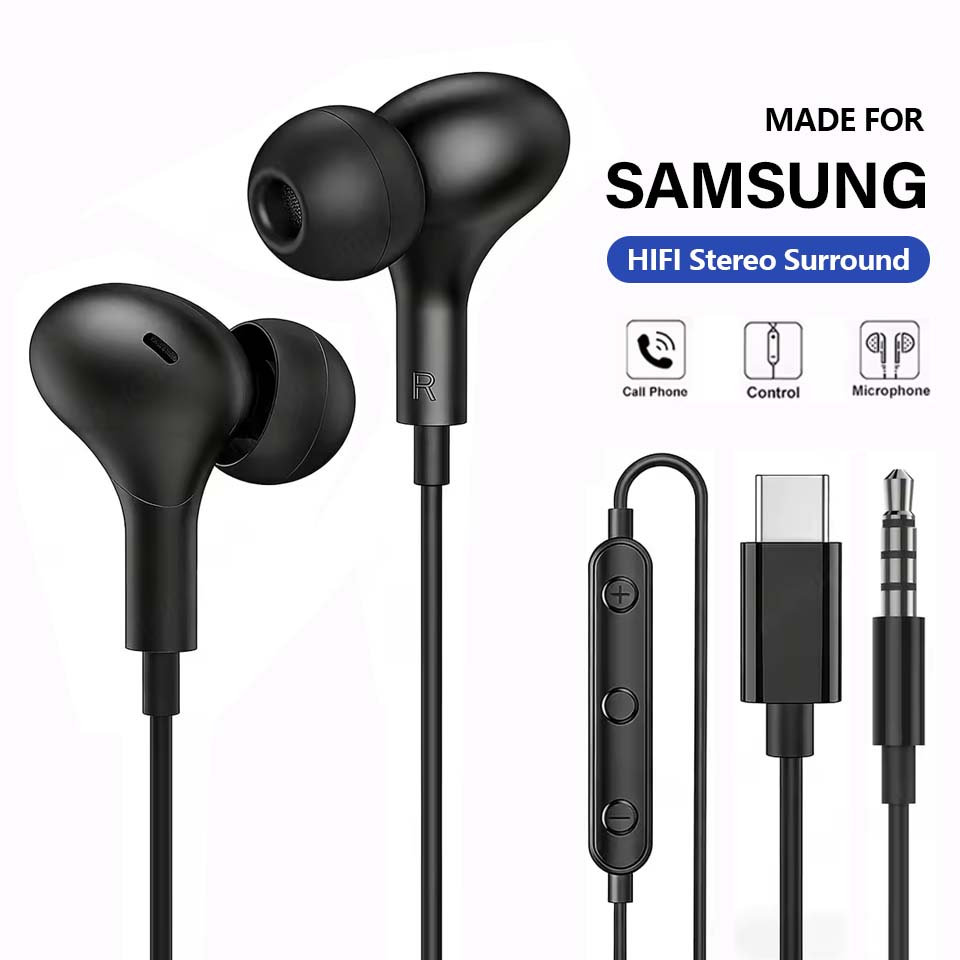 Type C Wired Earphones With Mic - Samsung Galaxy S24 S25 S26 Ultra