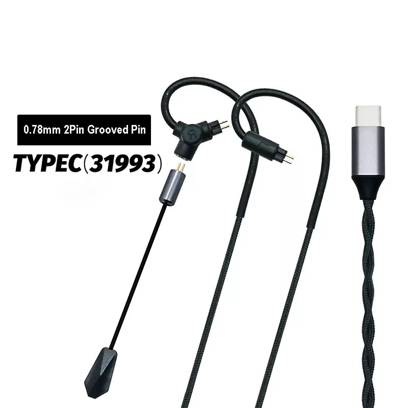 Type C Wired Earphones With Mic - 0.78 QDC MMCXゲーミングイヤホンケーブル 3.5mm Type C