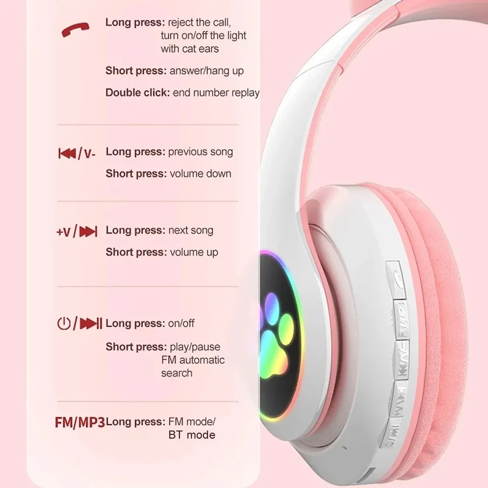 最新のSTN-28ワイヤレスヘッドセット、猫耳付き5.0ブル - Cat Ear Bluetooth Headset Led のレビューと価格