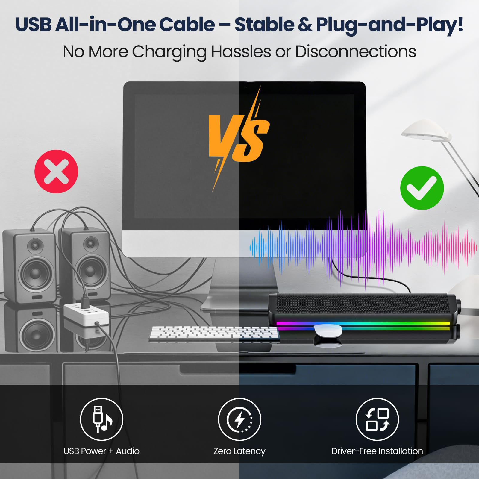 有線 Bluetooth コンピュータスピーカーサウンドバー - Rgb Computer Soundbar For Pc のレビューと価格