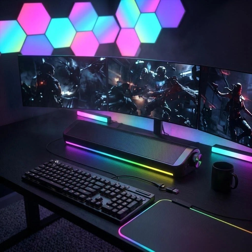 有線 Bluetooth コンピュータスピーカーサウンドバー - Rgb Computer Soundbar For Pc のレビューと価格