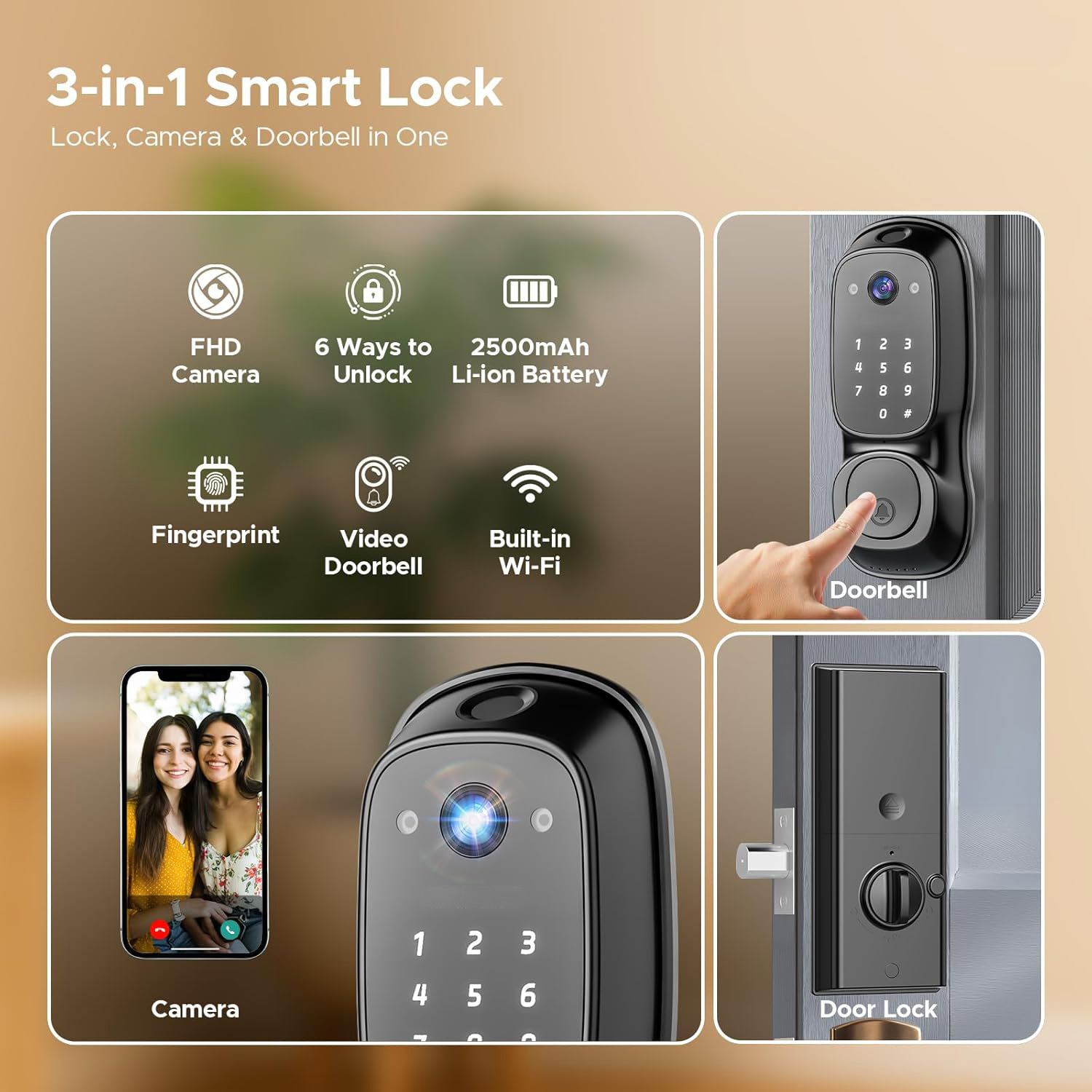 Tuya Wifiスマートドアロック ‎ カメラ＆ドアベル多 - Cameras のレビューと価格