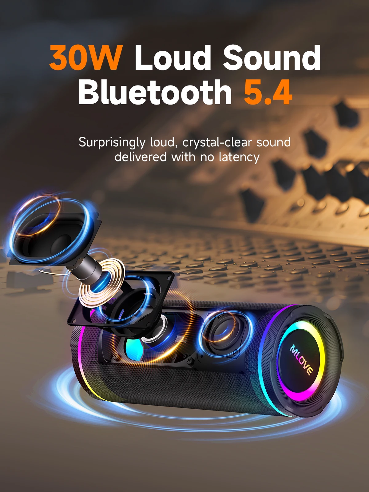 MLOVE E80 ポータブル Bluetooth スピーカ - Portable Bluetooth Speaker Waterproof Ipx7 のレビューと価格