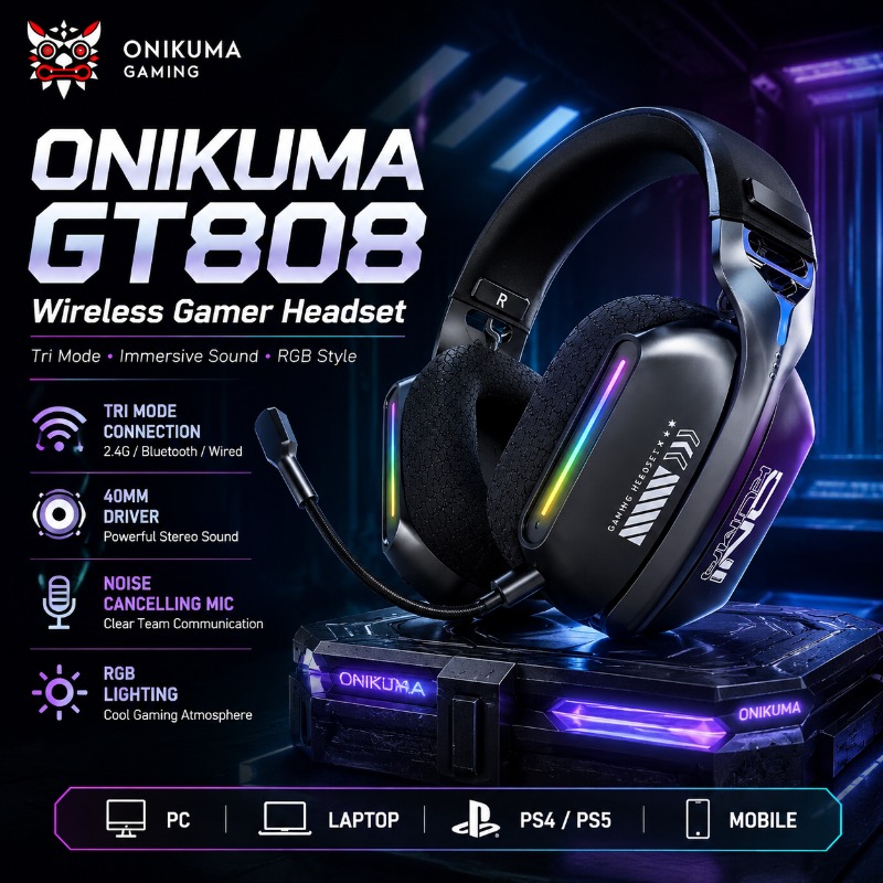 ONIKUMA GT808 ワイヤレスゲーミングヘッドセット - Gaming Headset With Mic Rgb のレビューと価格