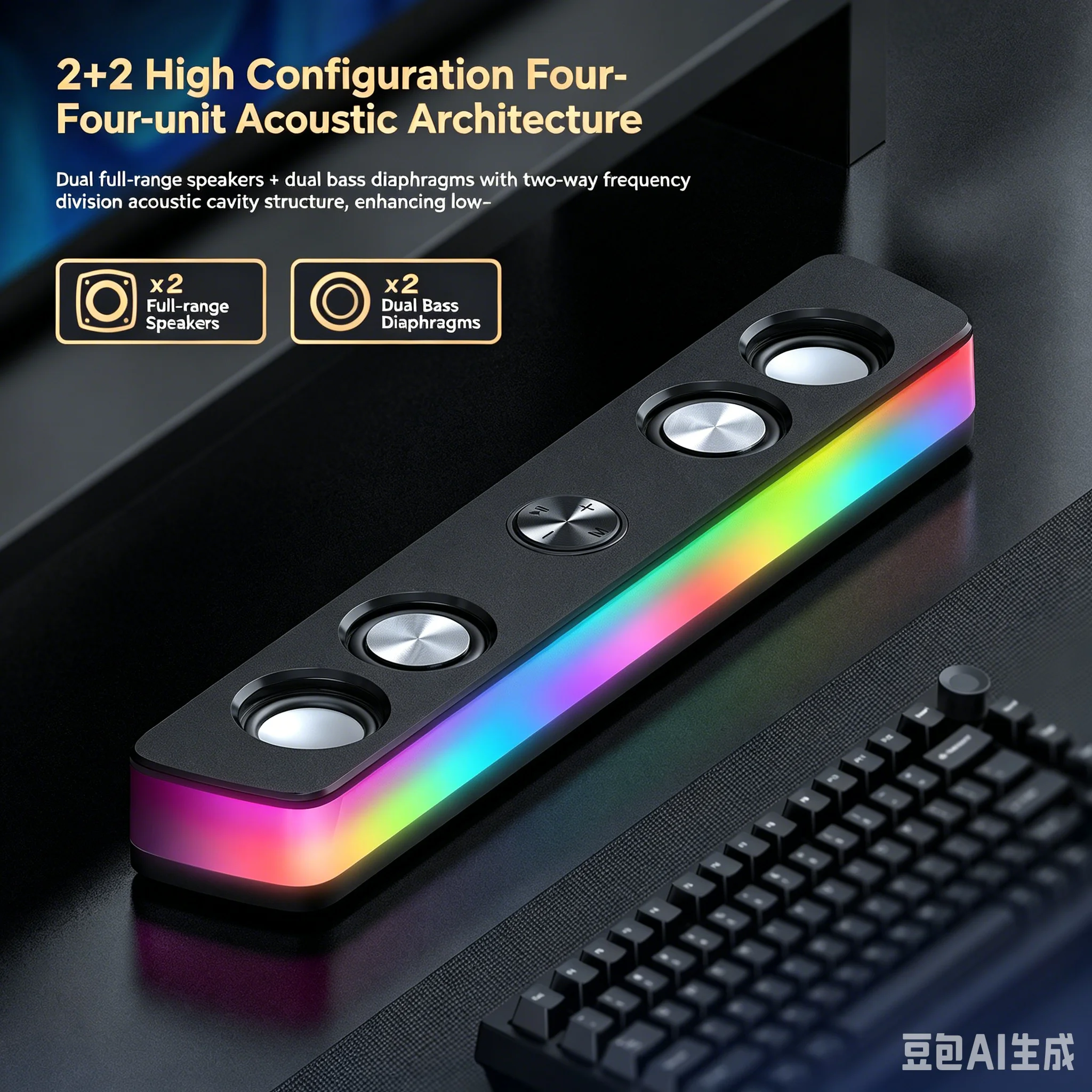 充電式ワイヤレスサウンドバー Bluetoothスピーカー  - Rgb Computer Soundbar For Pc のレビューと価格