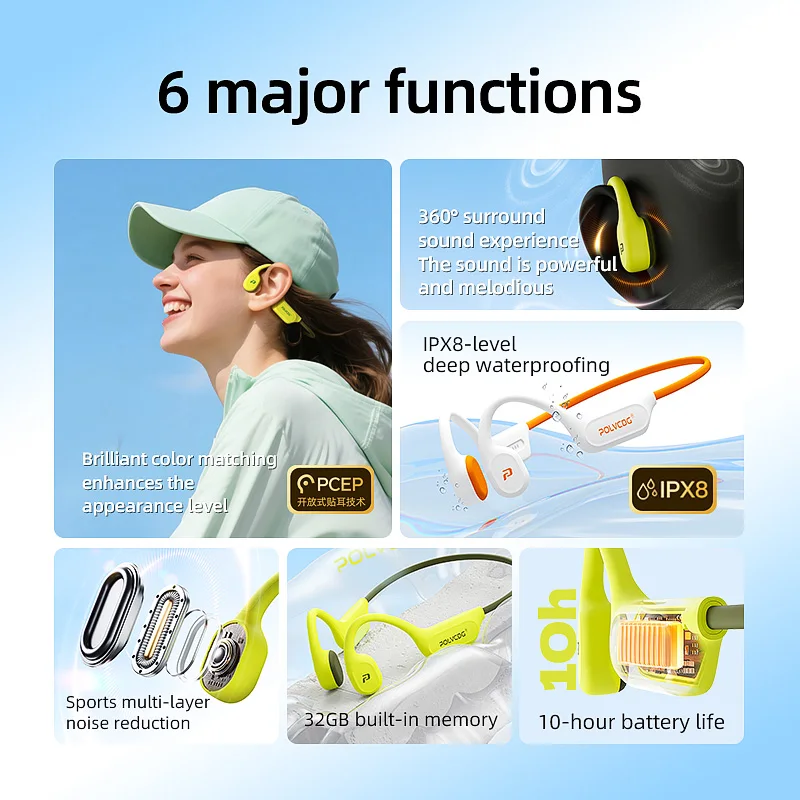 POLVCDG X9 骨伝導イヤホン 32G IPX8 防水 - Type C Wired Earphones With Mic のレビューと価格
