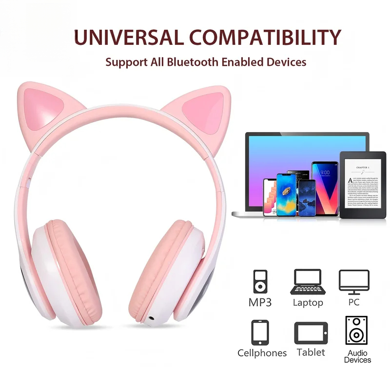 T28 ワイヤレスBluetoothヘッドホン、LED光る猫 - Cat Ear Bluetooth Headset Led のレビューと価格