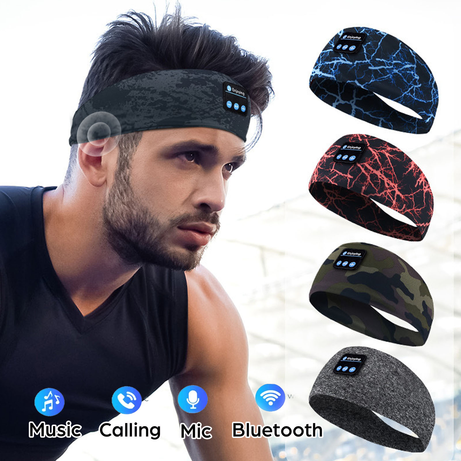 Bluetooth イヤホンスポーツヘッドバンド弾性ワイヤレ - Sleep Mask Headphones Bluetooth のレビューと価格
