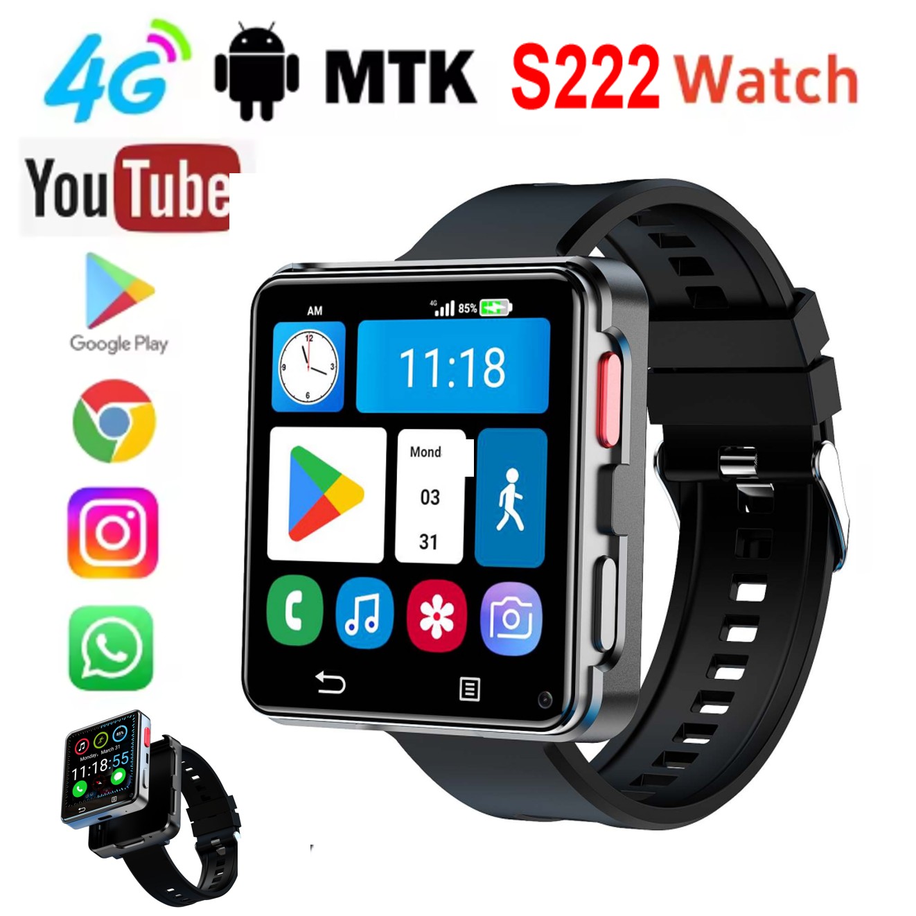 S222 スマートウォッチ 4G SIMカード 4GB RA - Smartwatches のレビューと価格