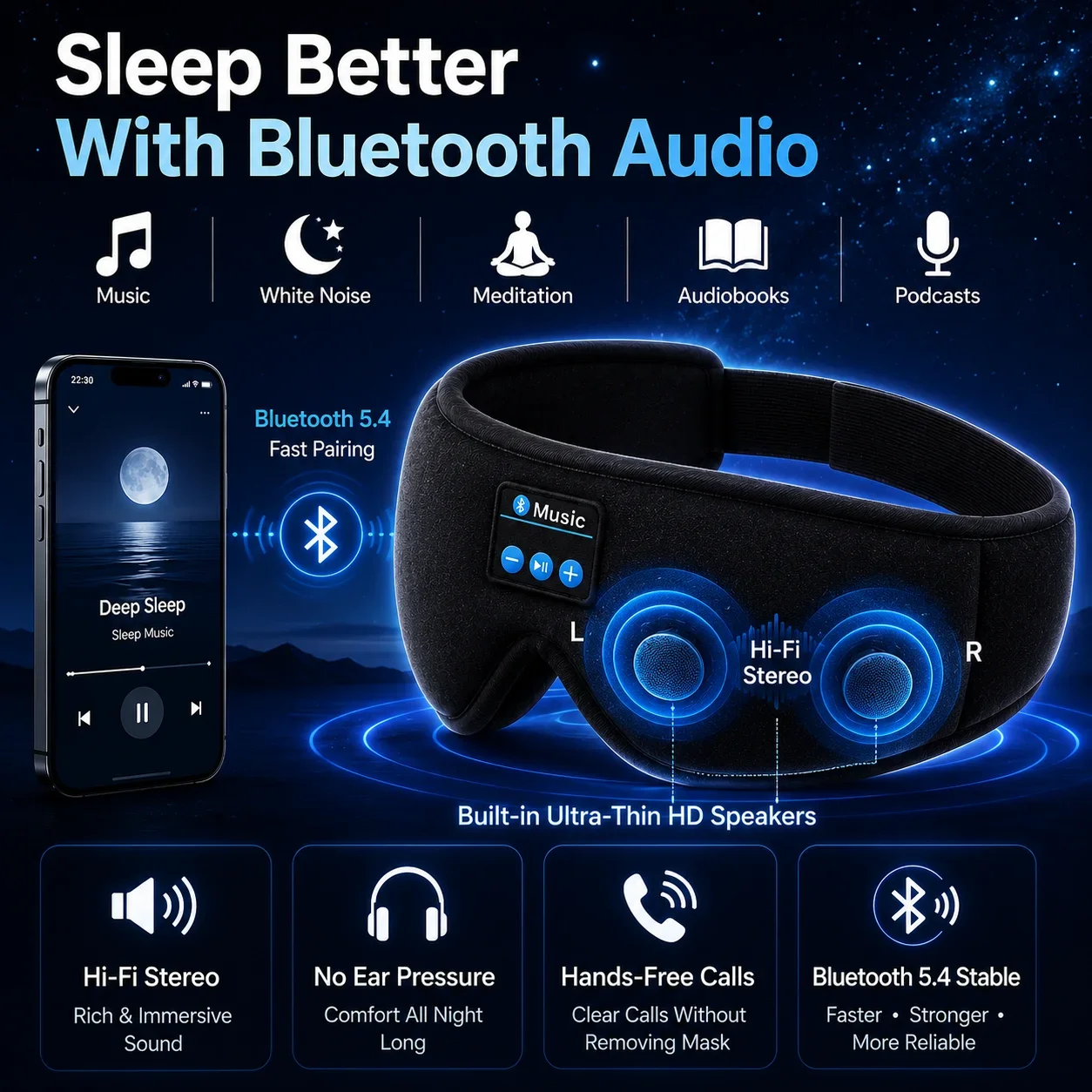 ワイヤレス睡眠用ヘッドホンアイマスク、3D立体型遮光マスク、 - Sleep Mask Headphones Bluetooth のレビューと価格