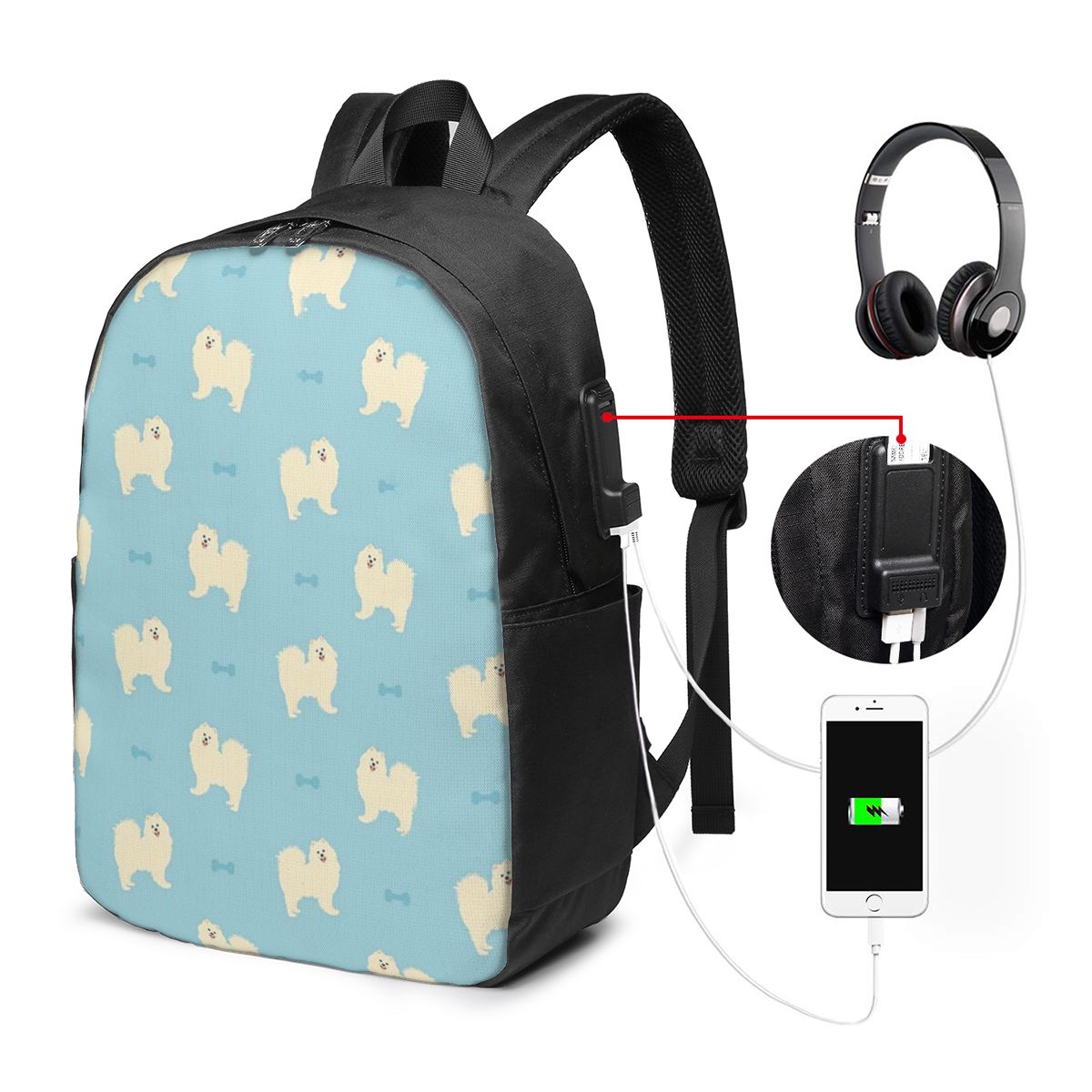 サモエド犬バックパック旅行ノートブックバッグコンピュータ大学 - Laptops のレビューと価格