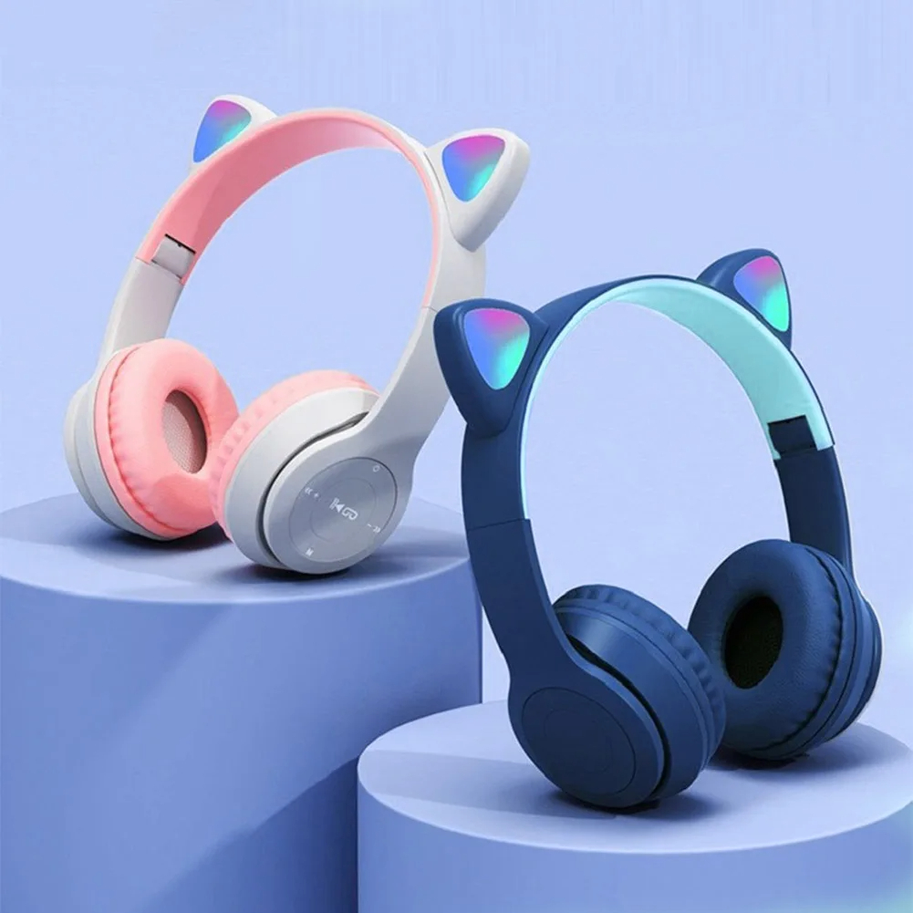 かわいい猫耳ワイヤレスヘッドフォン、RGB LEDライト付き - Cat Ear Bluetooth Headset Led のレビューと価格