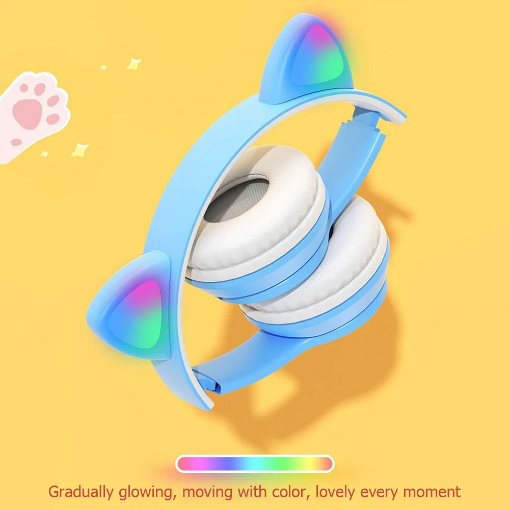 かわいい猫耳ワイヤレスヘッドフォン、RGB LEDライト付き - Cat Ear Bluetooth Headset Led のレビューと価格