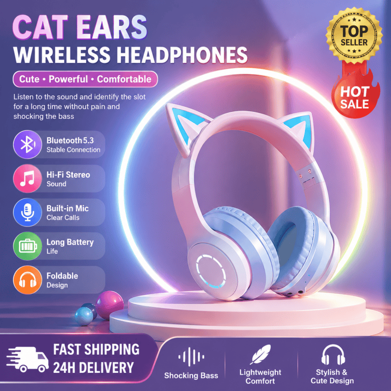 新発売 ベストセラー RGBヘッドマウントBluetooth - Cat Ear Bluetooth Headset Led のレビューと価格