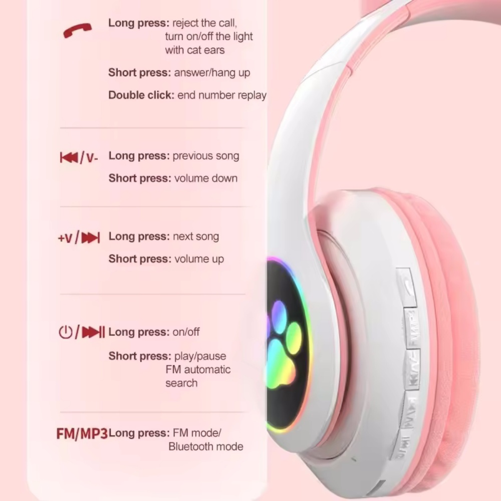 かわいい猫耳Bluetooth対応ヘッドセット、LEDワイヤ - Cat Ear Bluetooth Headset Led のレビューと価格