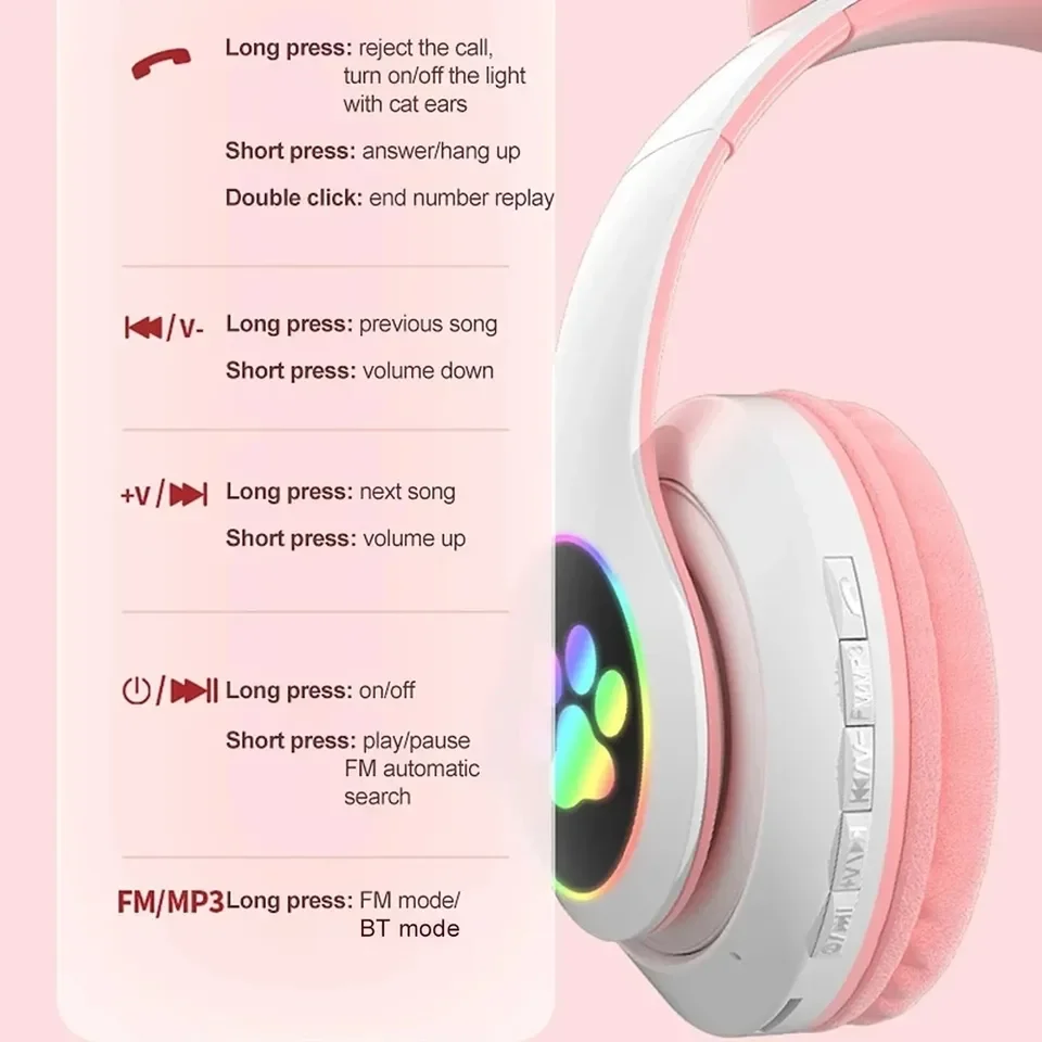 2 個ワイヤレスヘッドセット Bluetooth 音楽ヘッド - Cat Ear Bluetooth Headset Led のレビューと価格