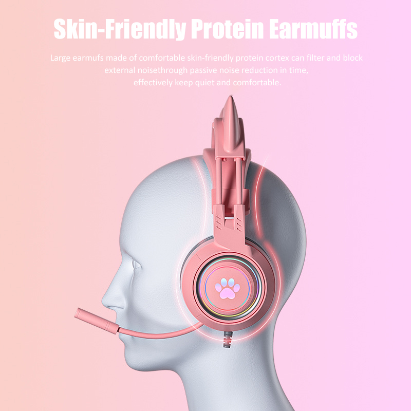 マイク付きのかわいい猫の耳のゲーミングヘッドフォン,RGBの - Gaming Headset With Mic Rgb のレビューと価格